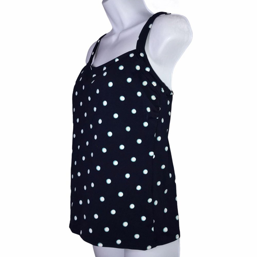 Lands' End Blue Polka Dot Lined Tankini Top 6L - Picture 5 of 8